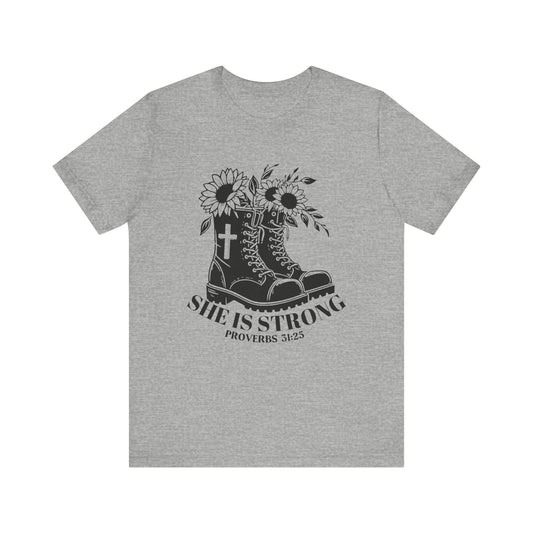 She is Strong Proverbs 31 Christian t-shirt, image 2
