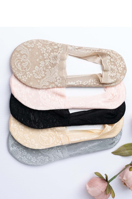 No Slip Floral Lace Socks