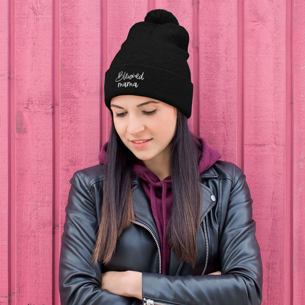 Blessed Mama Pom-Pom Beanie