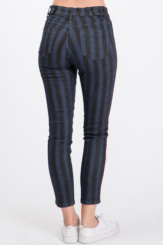 DARK TRIPED CROPPED SKINNY JEAN