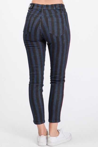 DARK TRIPED CROPPED SKINNY JEAN