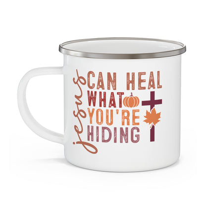 Jesus Can Heal What You’re Hiding Campfire Coffee Mug