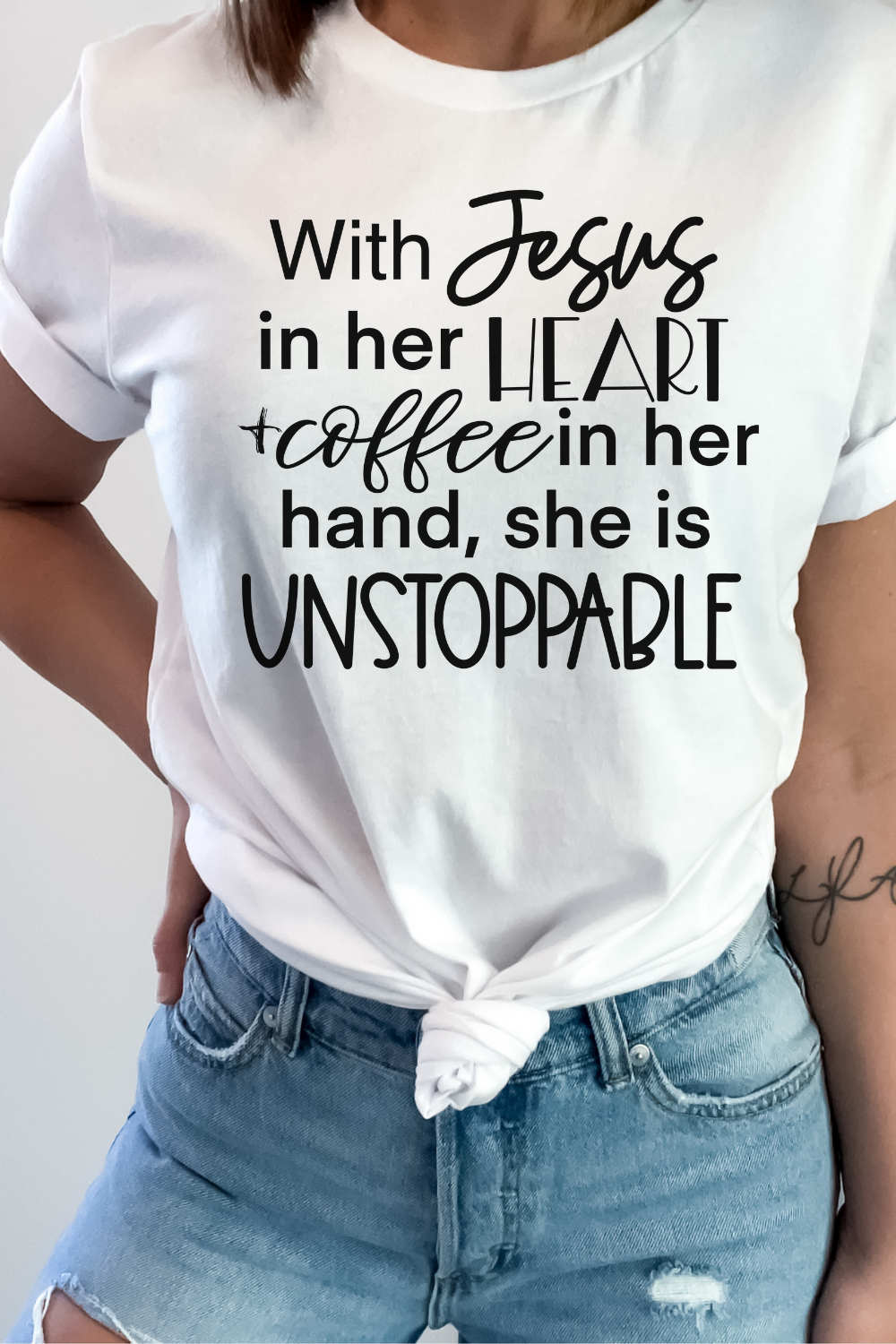 With Jesus in Her Heart and Coffee in Her Hand She Is Unstoppable Shirt