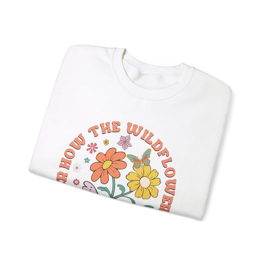 Consider the Wildflowers floral Christian sweatshirt, front view