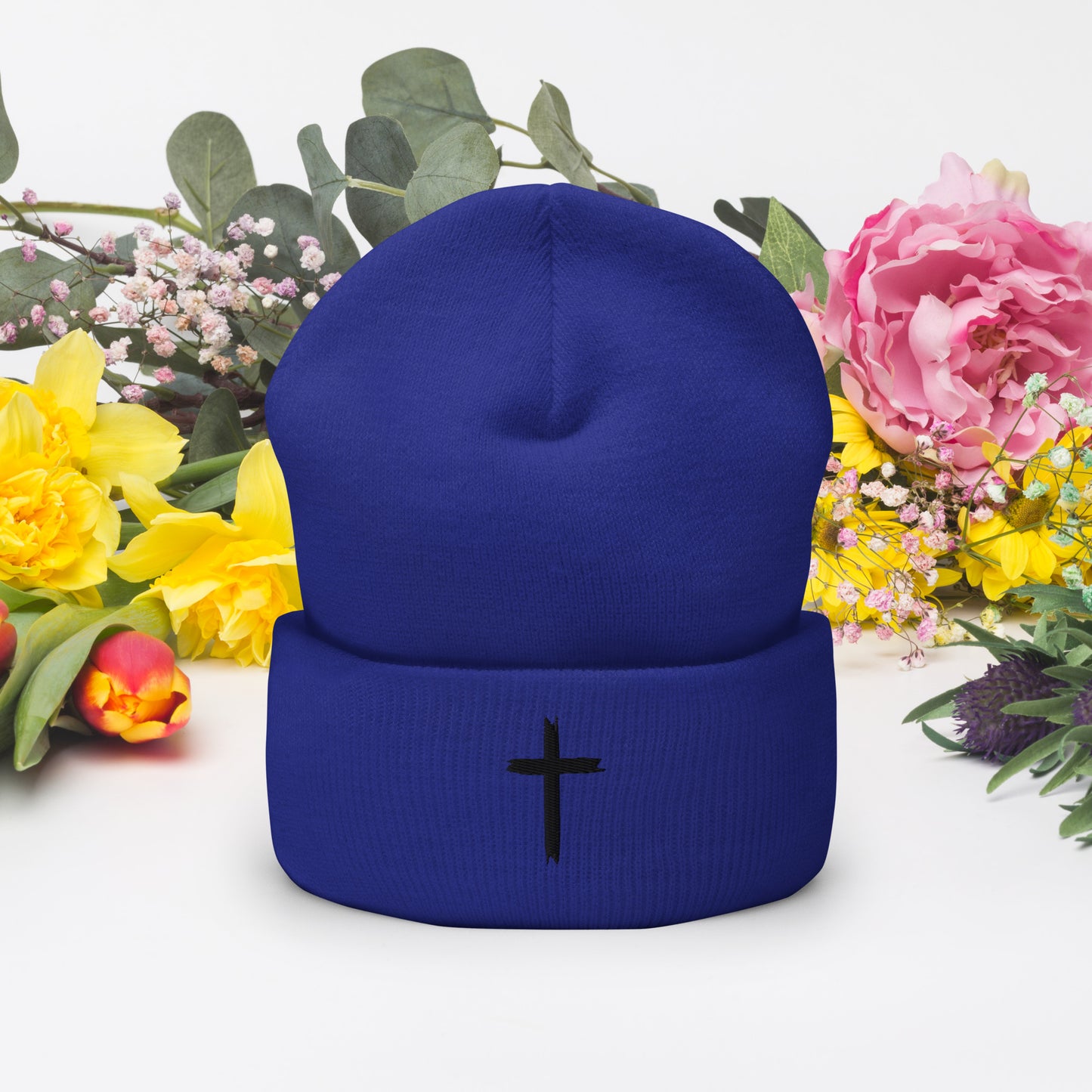 Embroided Cross Beanie