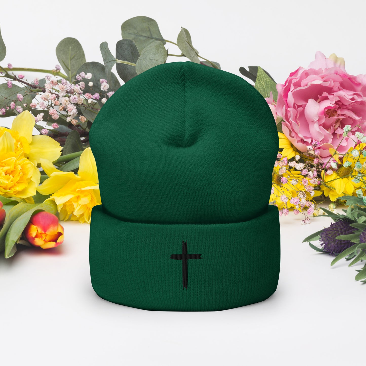 Embroided Cross Beanie