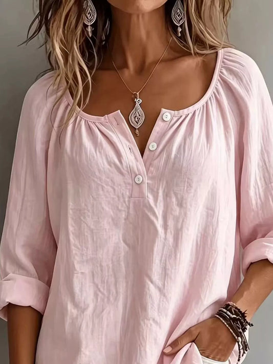 Women's button detail long sleeve top, image 2
