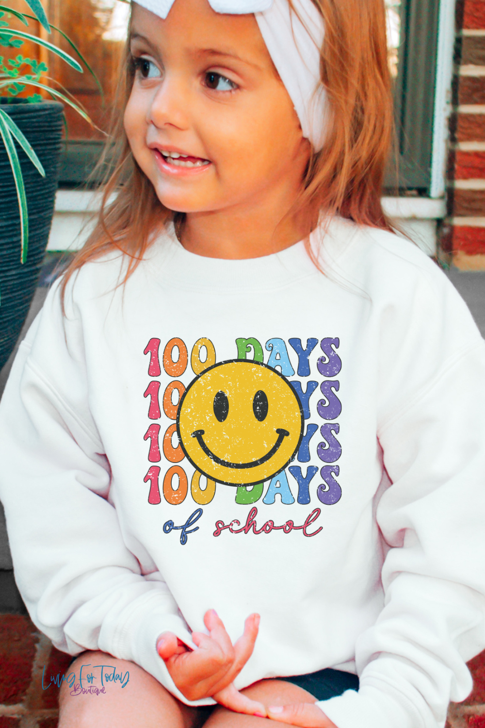 Kids 100 Days of School Sweatshirt Smile Face