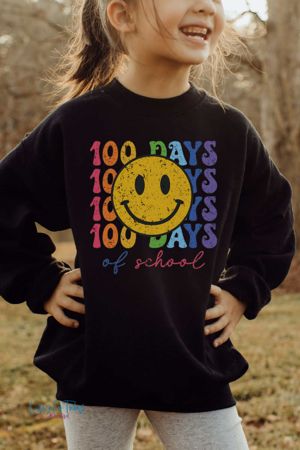 Kids 100 Days of School Sweatshirt Smile Face