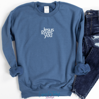 Embroided Jesus Loves You Sweatshirt