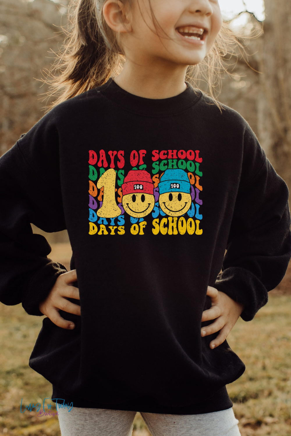 Beanie Smile Face 100 Days of School Sweatshirt