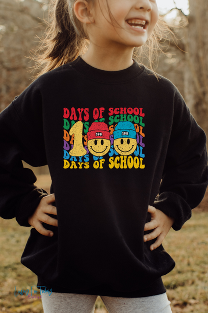 Beanie Smile Face 100 Days of School Sweatshirt