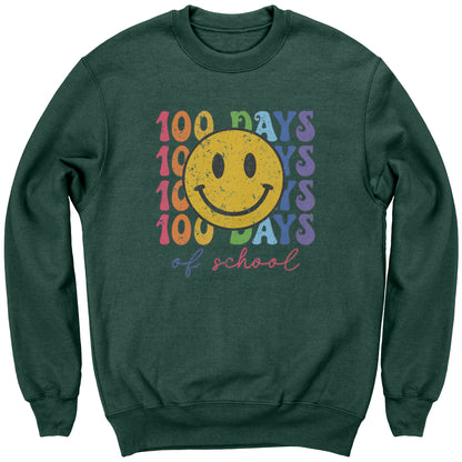 Kids 100 Days of School Sweatshirt Smile Face