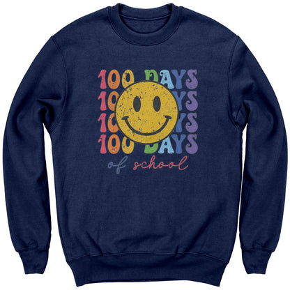 Kids 100 Days of School Sweatshirt Smile Face