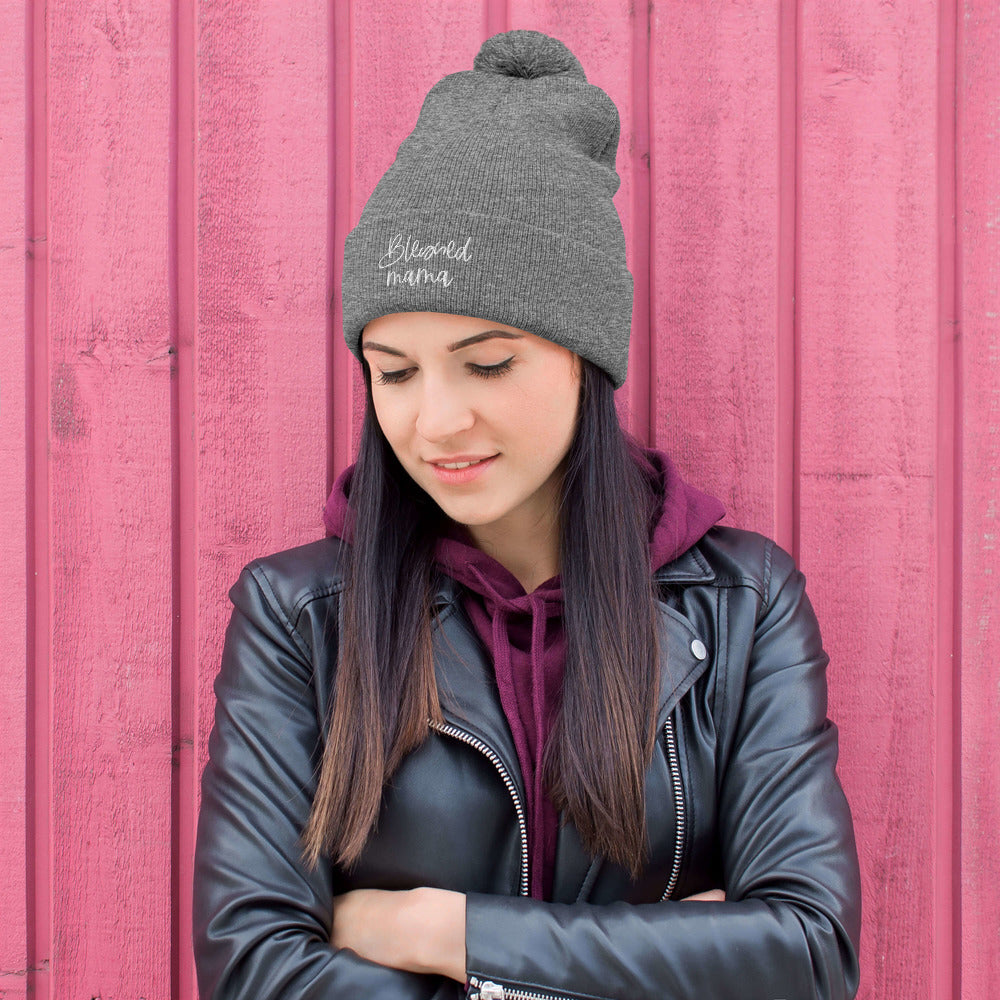 Blessed Mama Pom-Pom Beanie