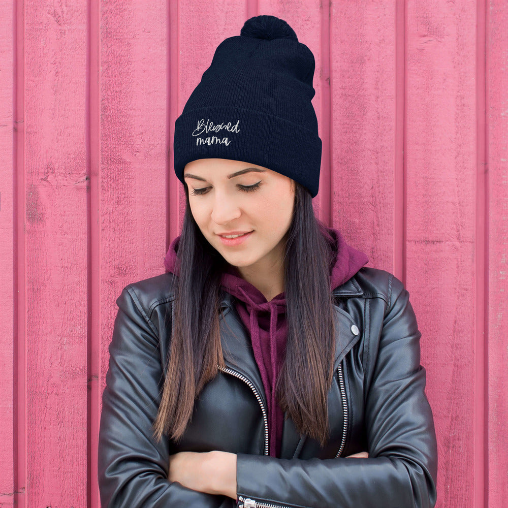 Blessed Mama Pom-Pom Beanie