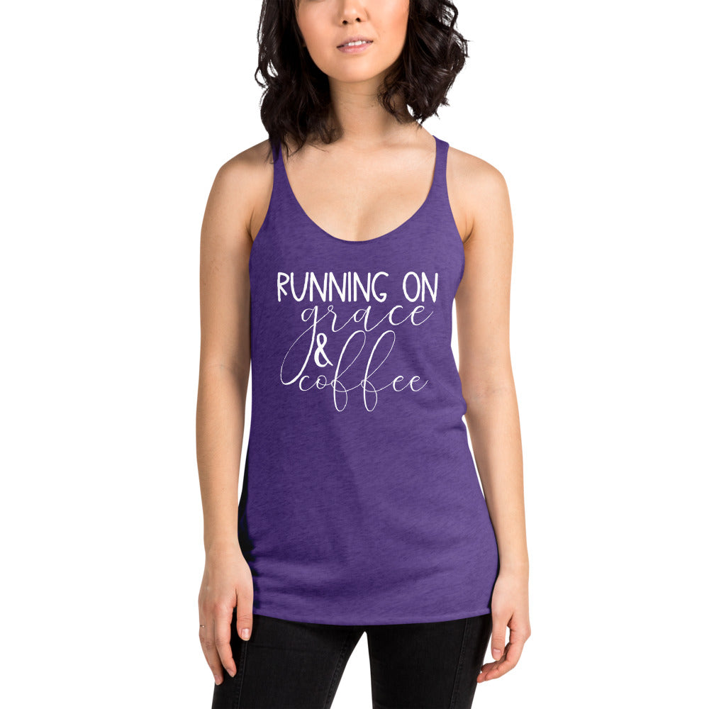 Running on Grace and Coffee Women's Racerback Tank