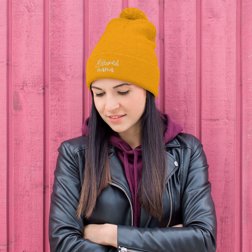 Blessed Mama Pom-Pom Beanie