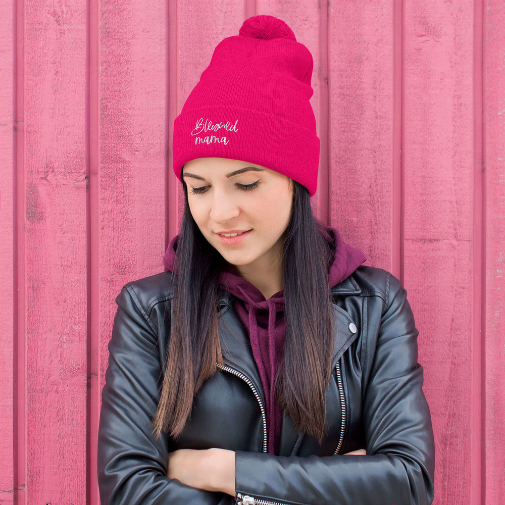 Blessed Mama Pom-Pom Beanie