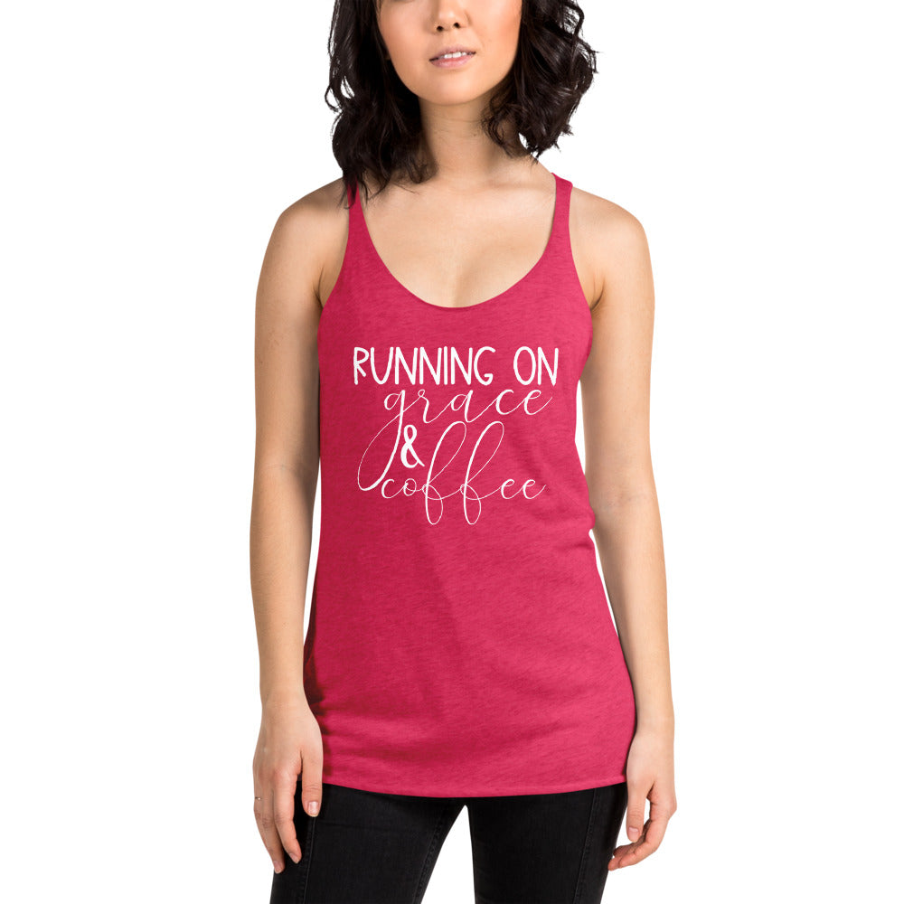 Running on Grace and Coffee Women's Racerback Tank