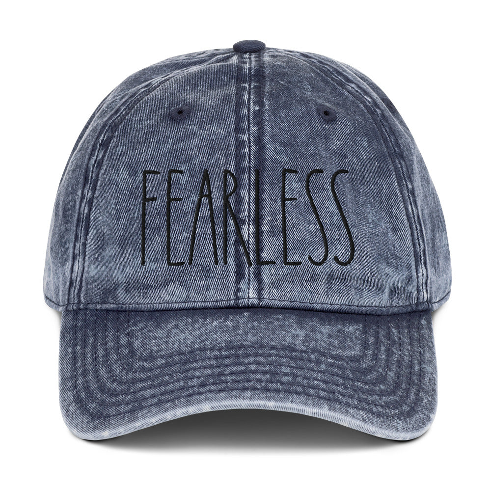 Fearless Vintage Cotton Twill Cap, 3D Puff Embroidery Hat