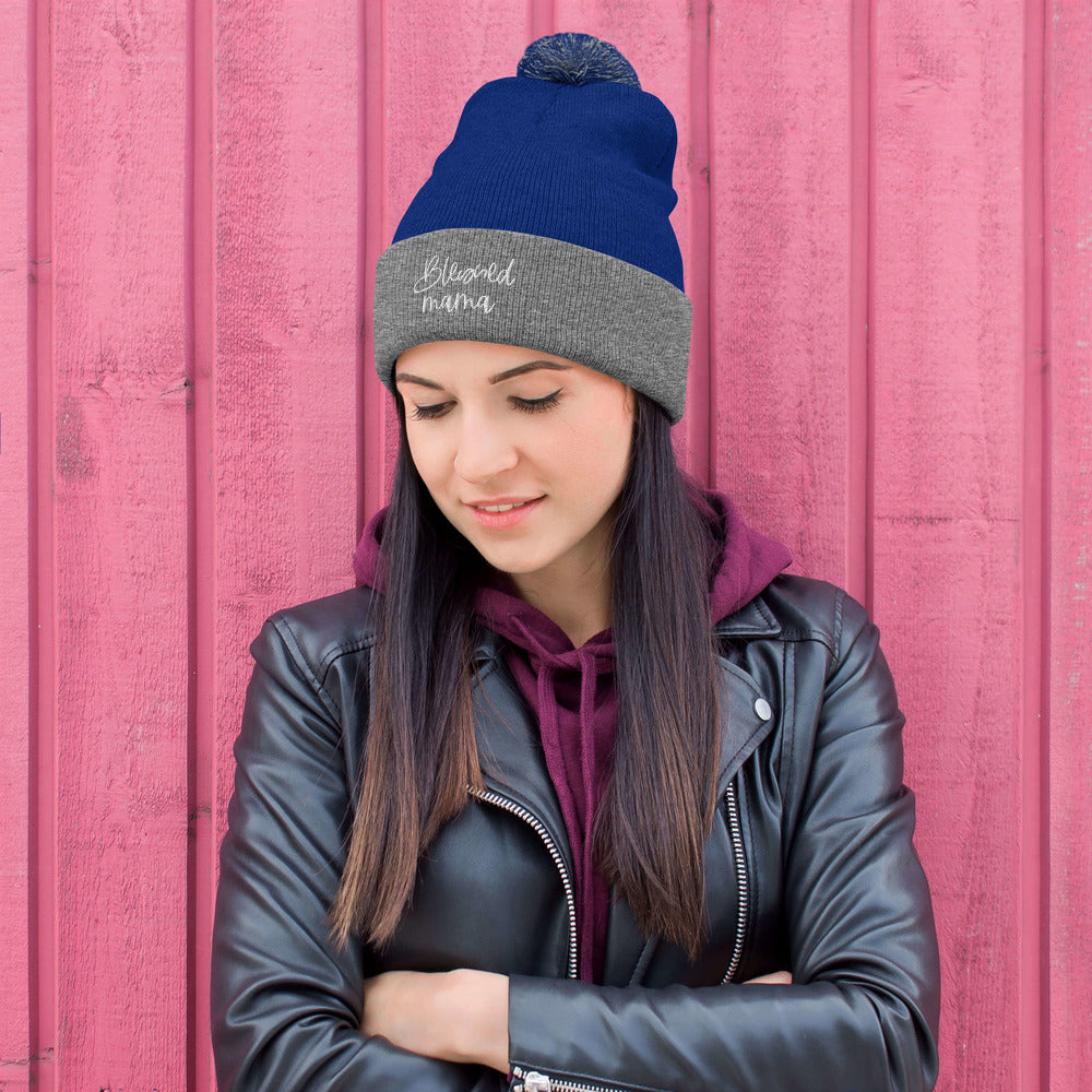 Blessed Mama Pom-Pom Beanie