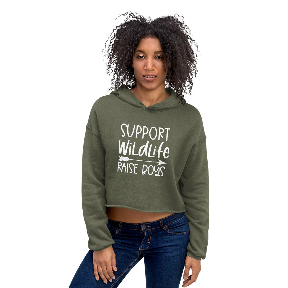 Support Wildlife Raise Boys Crop Hoodie