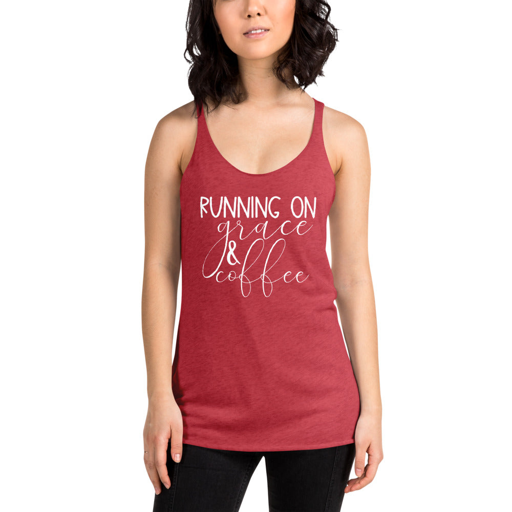 Running on Grace and Coffee Women's Racerback Tank