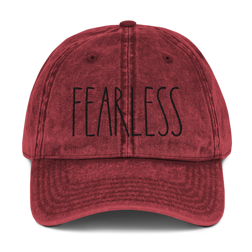 Fearless Vintage Cotton Twill Cap, 3D Puff Embroidery Hat