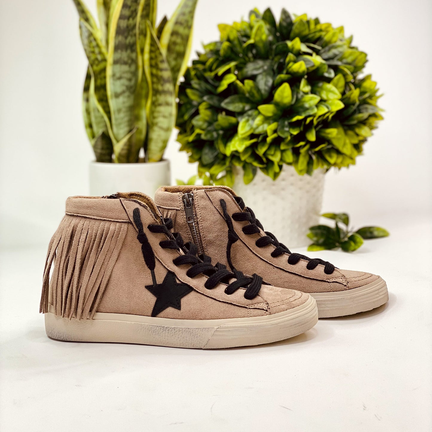 Shu Shop Ruth Fringe Sneaker in Taupe